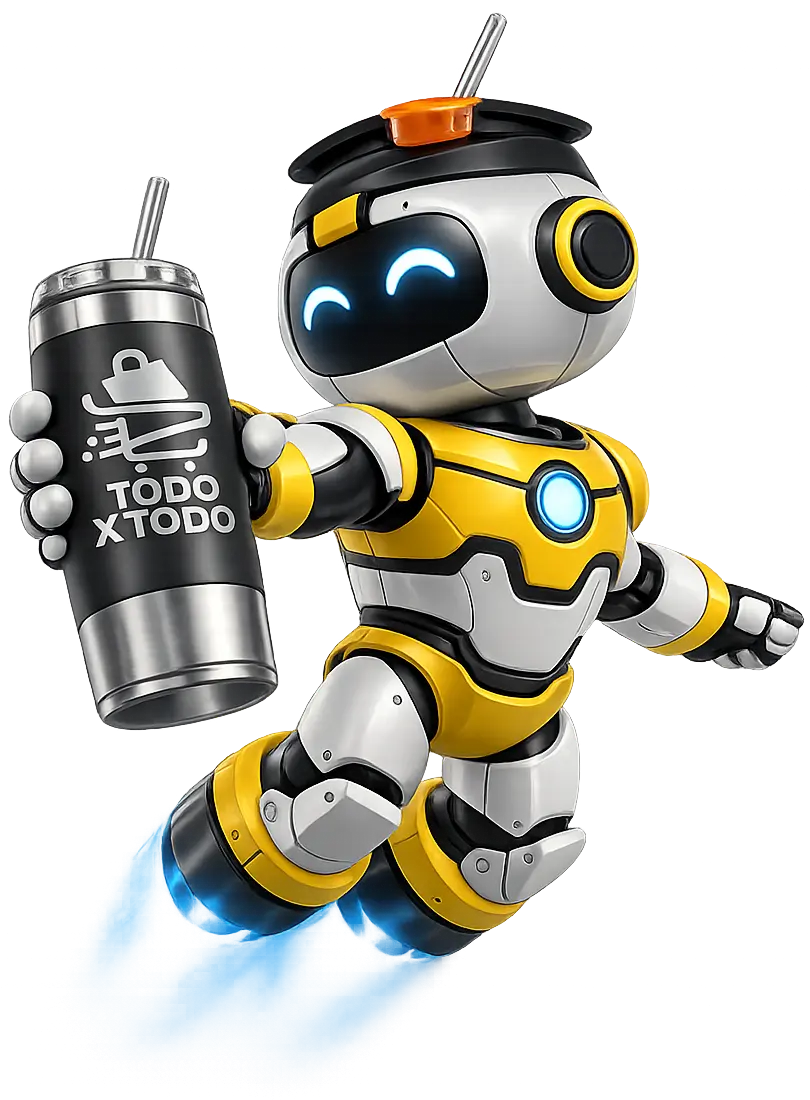 Robot promocionando termos en mayoreo con personalizacion